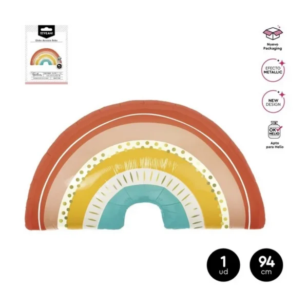 GLOBO FOIL FORMA ARCOÍRIS BOHO 94CM