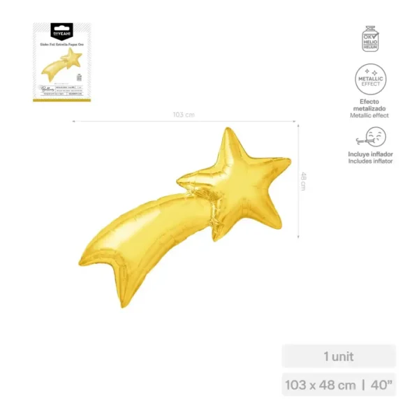 GLOBO ESTRELLA FUGAZ ORO METALIZADO 103X48CM 40"