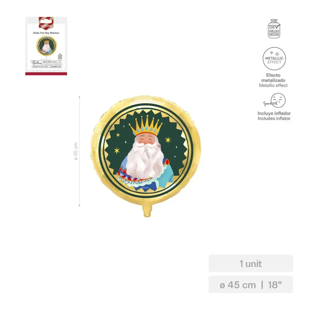 22CU00007812 GLOBO FOIL REDONDO MELCHOR Ø43 CM - Imagen 1